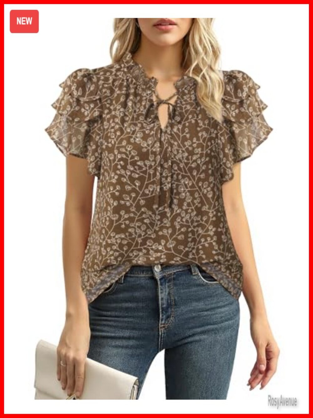 Chiffon Ruffle Blouse Women Dressy Casual Work Top